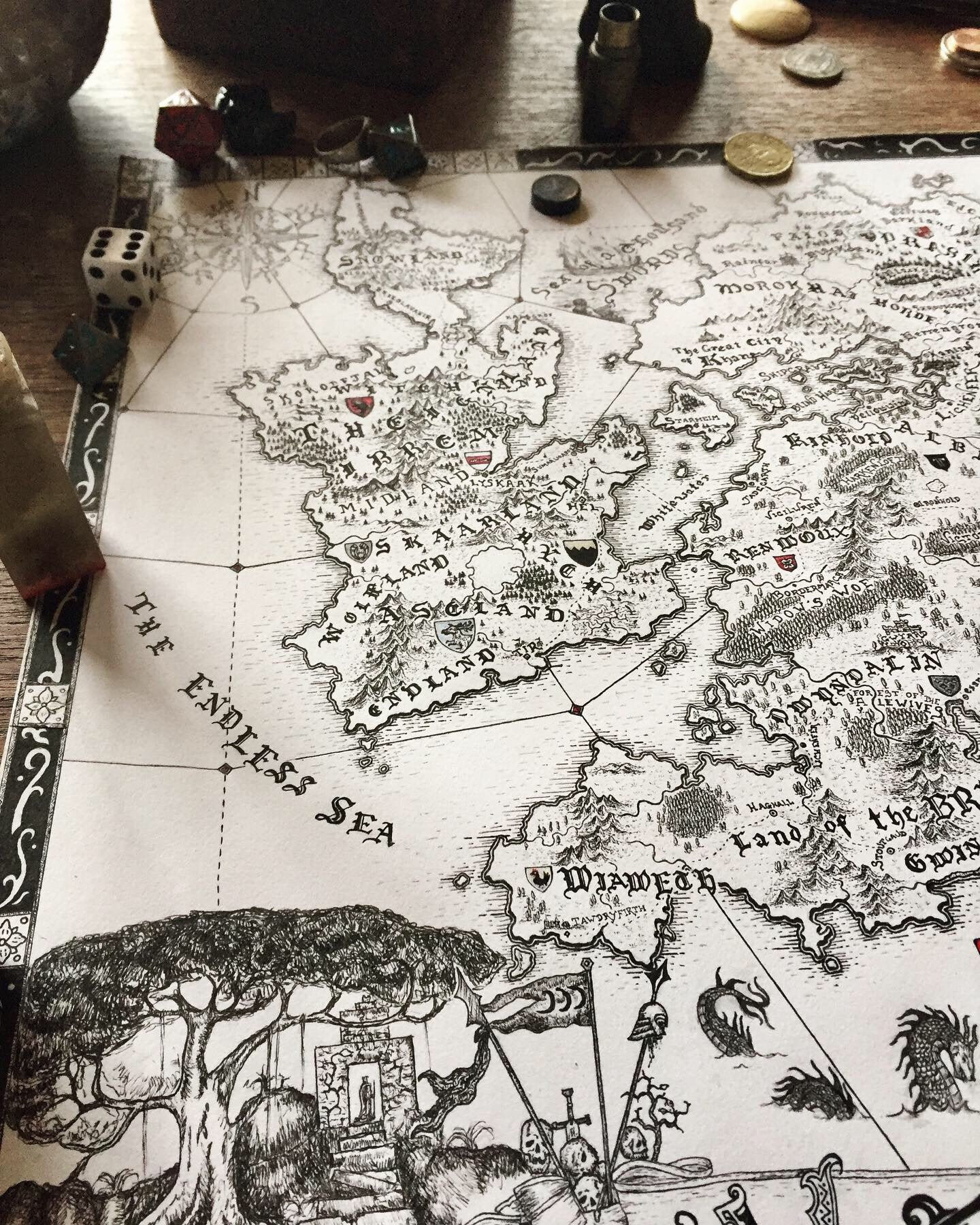 Custom A4 D&amp;D World Map Detailed Map With Borders and Illustrations - Etsy