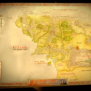 Middle-Earth Map Complete in Watercolour with Illustrations of Iconic Locations - Lord of the Rings Art, DIGITAL SCAN