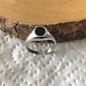 Black Agate Sterling Silver Adjustable Toe Ring