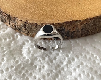 Black Agate Sterling Silver Adjustable Toe Ring