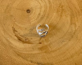 Silver Tree Leaves Ear Cuff - 316L Stainless Steel, Single, Non-Piercing