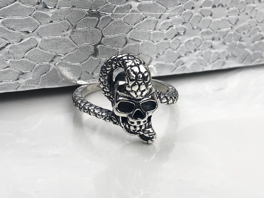 YAFEINI Totenkopf Rosen Ring - Verstellbarer 925 Sterling Silber Ring