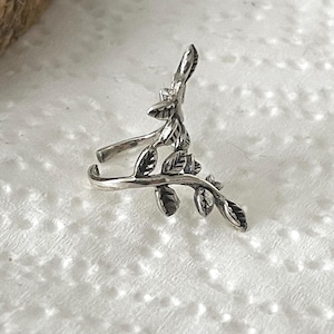Curved Mirrored Leaves Ear Cuff • Sterling Silver Ear Cuff