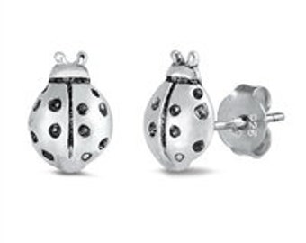 Ladybug stud earrings • 925 sterling silver earrings • sterling silver studs