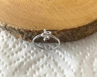 Adjustable Sterling Silver Snake Toe Ring