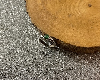 Emerald Toe Ring: 925 Sterling Silver Adjustable Pinky Ring