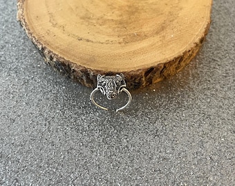 Sterling Silver Norse Wolf Toe Ring - Adjustable Pinky Ring