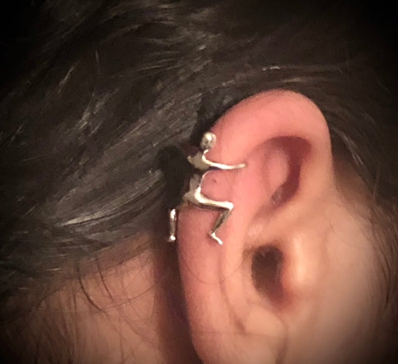 Sterling Silver Climbing Man Ear Cuff Etsy