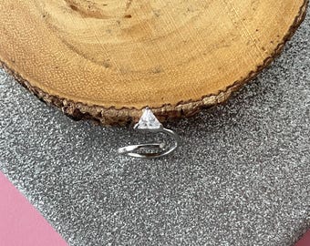 Adjustable Triangle Cubic Zirconia Ring •  925 Sterling Silver Ring