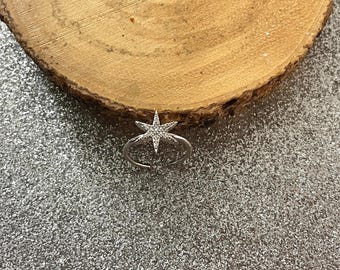 Anillo de plata de ley con forma de estrella para el dedo del pie • Anillo ajustable para el meñique