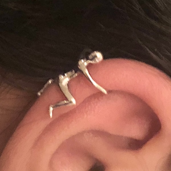 Sterling Silver Climbing Man Ear Cuff