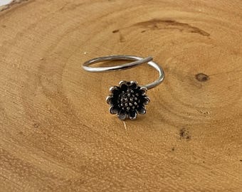 Anillo de girasol en plata de ley para el dedo del pie: anillo ajustable para el meñique