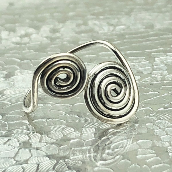 Spirals toe ring • 925 sterling silver toe ring • Adjustable Toe Ring • Solid Toe Ring •Little Finger Ring • Pinky Ring • Knuckle Ring