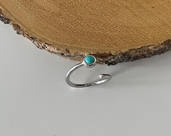 Sterling Silver Simulated Turquoise Toe Ring: Adjustable Pinky Ring
