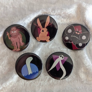 Set of 5 Cryptid Pinback Buttons - 1.5&quot;