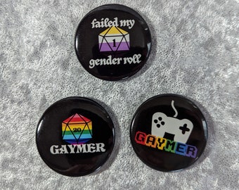 Set of 3 Nerdy Queer Pinback Buttons - 1.5"