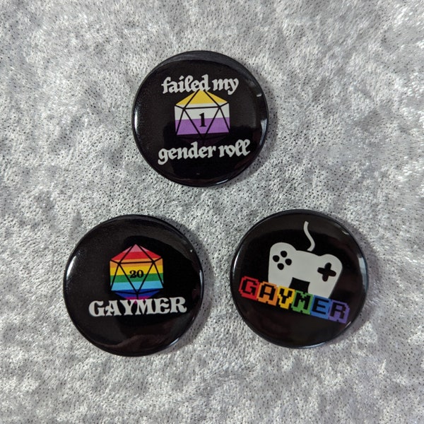 Set of 3 Nerdy Queer Pinback Buttons - 1.5"