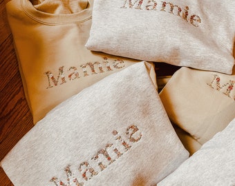 Sweat Mamie broderie fleurs / grandma / etc..