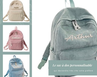 Personalized corduroy corduroy backpack