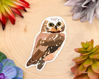 Aufkleber mit Sägekauz-Motiv, Eulen-Deko, Eulen-Vogelaufkleber, Eulen-Vogelaufkleber, Geschenkidee für Eulenliebhaber