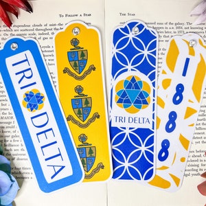 Tri Delta Bookmarks Set Of 4, Delta Delta Delt Gifts, Tri Delta Cute, Tri Delta bookmark, Tri Delta Gift, Tri delta Sorority, Delta Delta