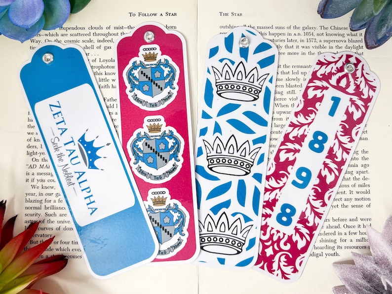 Zeta Tau Alpha Bookmarks Set Of 4, Zta Gifts, Zta Sorority, Zeta Tau Alpha Accessories, Zeta Tau Alpha, ZTA Cute, Zta decor image 1