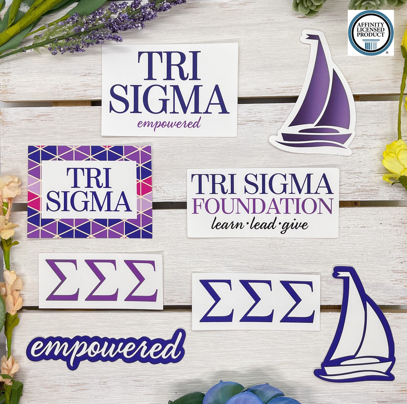 thumbnail image 2 of Tri Sigma Sorority Sticker Sheet - Girl Power Design With 15 Repositionable Vinyl Stickers 2 of 10