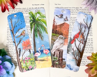 Bird Bookmarks Set of 4, Bird Bookmark, Birdwatching Bookmark, Nature Bookmark, Book Accessories, Bookish Gift, Birder Gift, Seasonal Birds