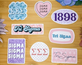 Tri Sigma Sticker Pack, Sigma Sigma Sigma Sticker Pack, Sorority Stickers, Tri Sigma Flag, Tri Sigma Gifts, Tri Sigma Decal, Tri Sig Sticker