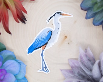 Great Blue Heron Sticker, Bird Sticker, Birdwatching Sticker, Birding Sticker, Blue Heron Decal, Blue Heron Sticker, Blue Heron Gift, Heron