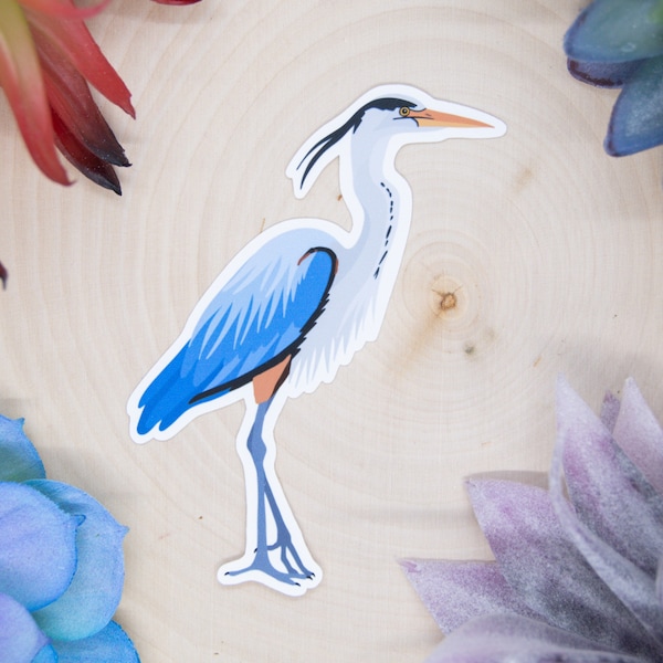 Great Blue Heron Sticker, Bird Sticker, Birdwatching Sticker, Birding Sticker, Blue Heron Decal, Blue Heron Sticker, Blue Heron Gift, Heron