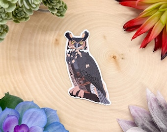 Pegatina de búho cornudo, pegatina de pájaro, pegatina de observación de aves, pegatina de observación de aves, calcomanía de búho cornudo, pegatina de búho, calcomanía de búho, decoración de búho