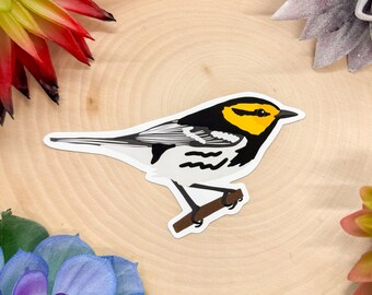 Golden Cheeked Warbler Sticker, Golden Cheeked Warbler Decal, Warbler Bird Gift, Warbler Bird Decor, Warbler Sticker, Warbler Decal,