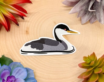Western Grebe Sticker, Western Grebe Decal, Western Grebe Gift, Grebe Decor, Grebe Bird Sticker, Grebe Bird Decal,