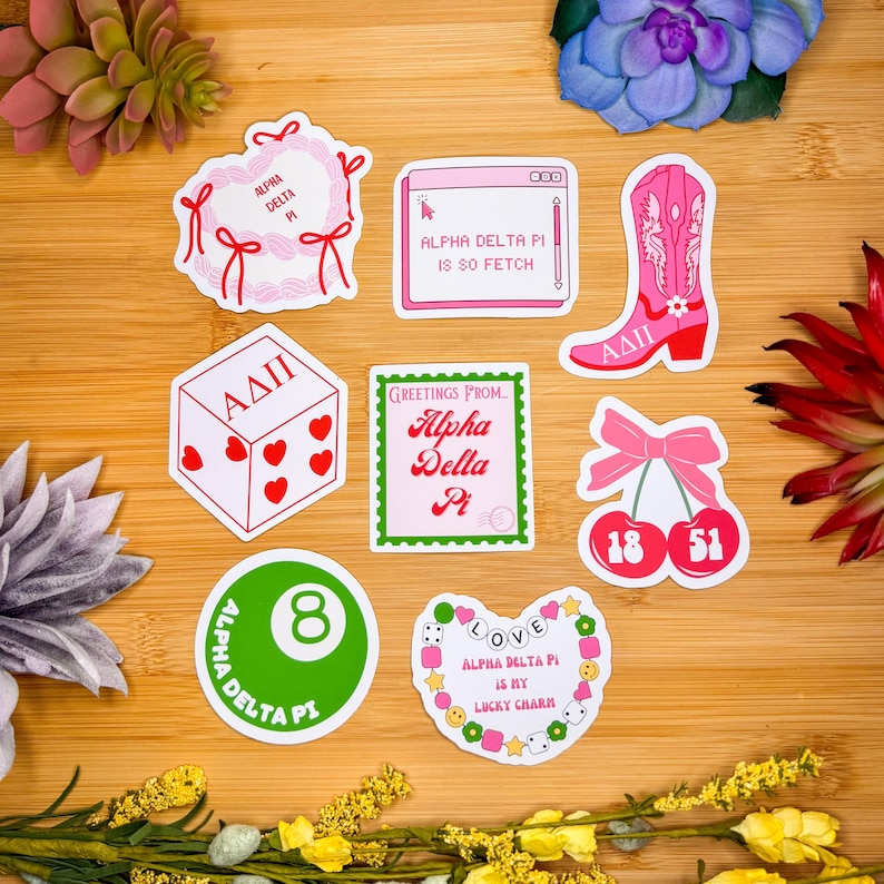 Alpha Delta Pi Sticker Pack, Sorority Stickers, Alpha Delta Pi Flag ...