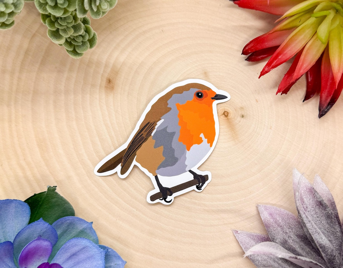 European Robin Sticker, Bird Sticker, Birdwatching Sticker, Birding ...