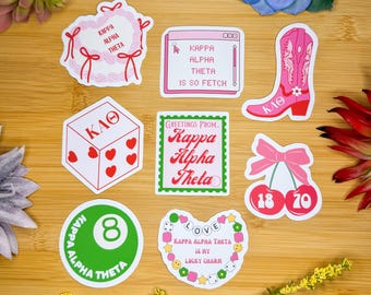 Paquete de pegatinas de Kappa Alpha Theta, pegatinas de hermandad, bandera de Kappa Alpha Theta, regalos de Kappa Alpha Theta, calcomanía de Kappa Alpha Theta