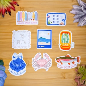 Tri Delta Sticker Pack, Sorority Stickers, Tri Delta Flag, Tri Delta Gifts, Delta Delta Delta Stickers, Boho Tri Delta Stickers, Retro Tri D