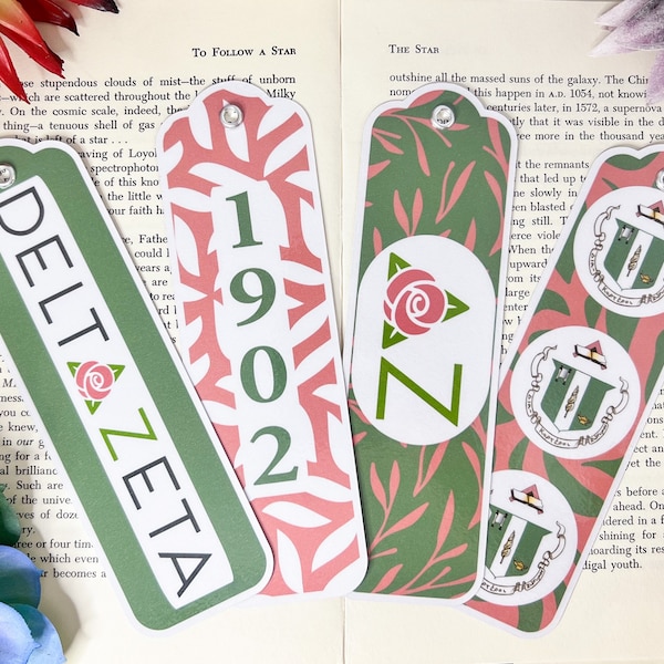 Delta Zeta Bookmarks Set Of 4, Delta Zeta Gifts, Delta Zeta Decal, Delta Zeta bookmark, Deezee Gift, Delta Zeta Sorority, Delta Zeta