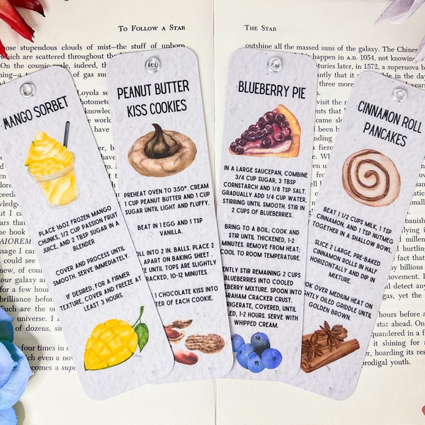 Baking Bookmarks Set of 4, Baking Recipes, Cookbook Bookmarks, Recipe Bookmarks, Cooking Bookmarks, Dessert Bookmarks, Dessert Recipes,