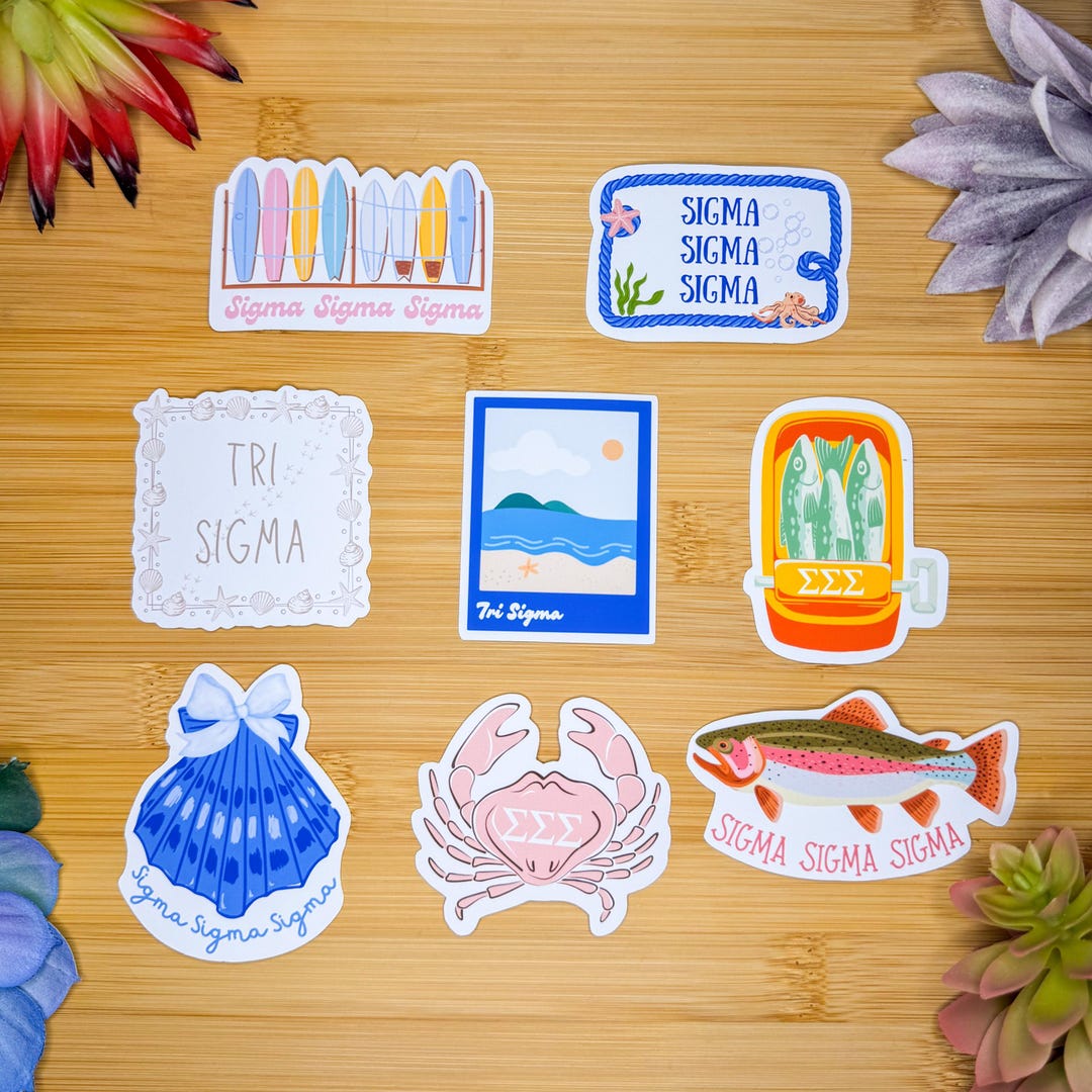thumbnail image 2 of Tri Sigma Sorority Sticker Sheet - Girl Power Design With 15 Repositionable Vinyl Stickers 2 of 10