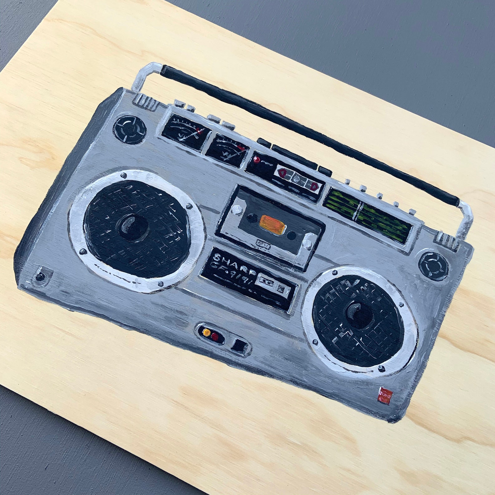 Sharp Boombox Original painting by The Okay Artist AKA Etsy