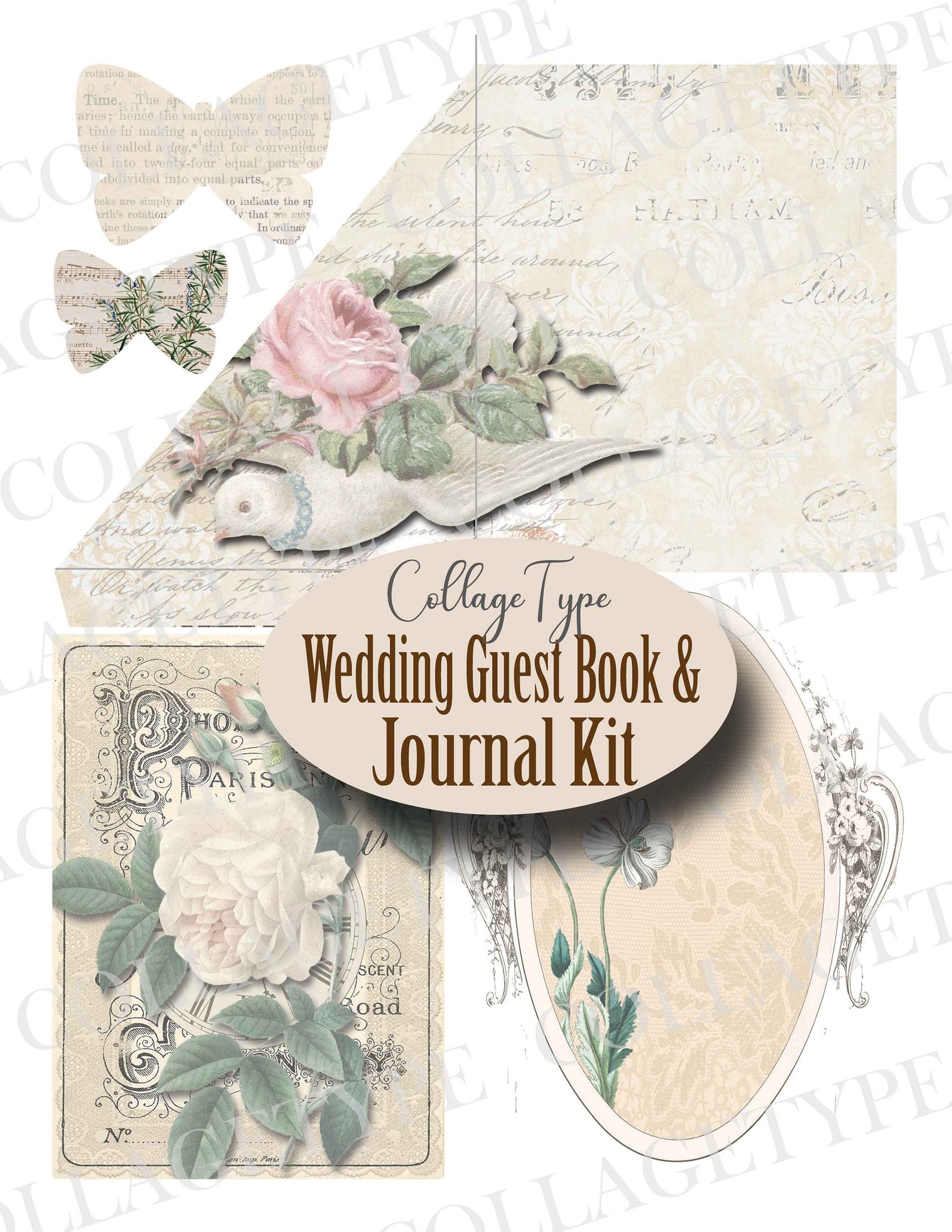 Wedding junk journal guest book digital unique wedding Etsy