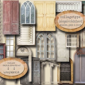 junk journal, old architecture #2, old house, salvaged, windows, doors, gates, PDF JPG
