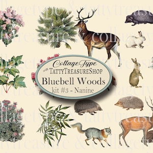 Bluebell woods, tamanho carta dos EUA, primavera, sépia, azul, marrom, colaboração com Tatty_treasure #3, 168 peças