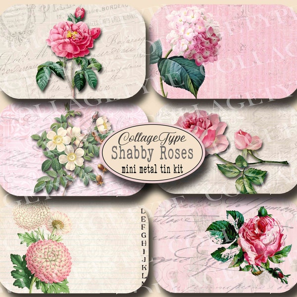 altoid tin, mini junk journal, pink and cream, Shabby, Chic, Roses, Ephemera