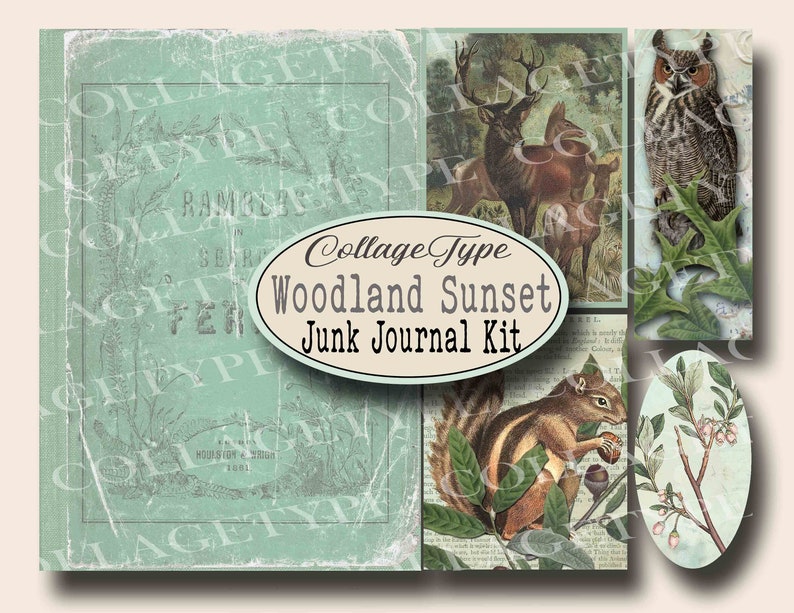 Woodland Animals Junk Journal Kit With Ephemera and Botanical Designs ...