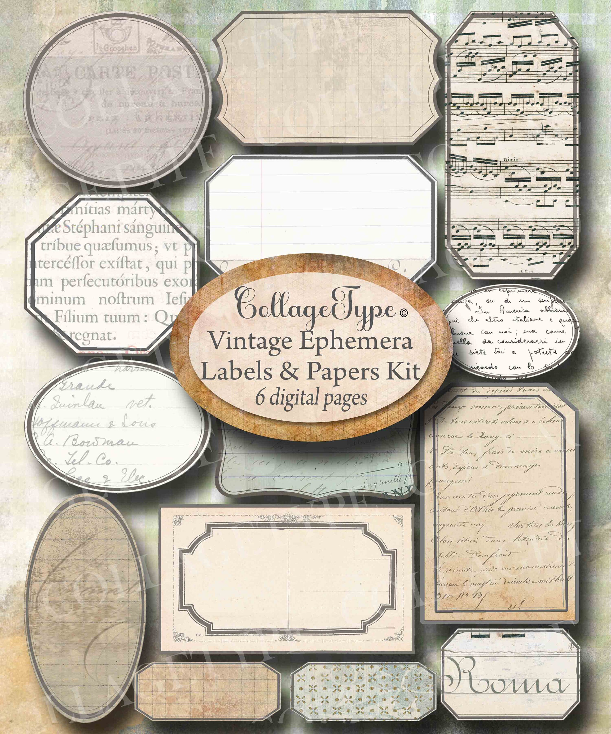 Vintage Ephemera book labels journaling, junk (2587249)