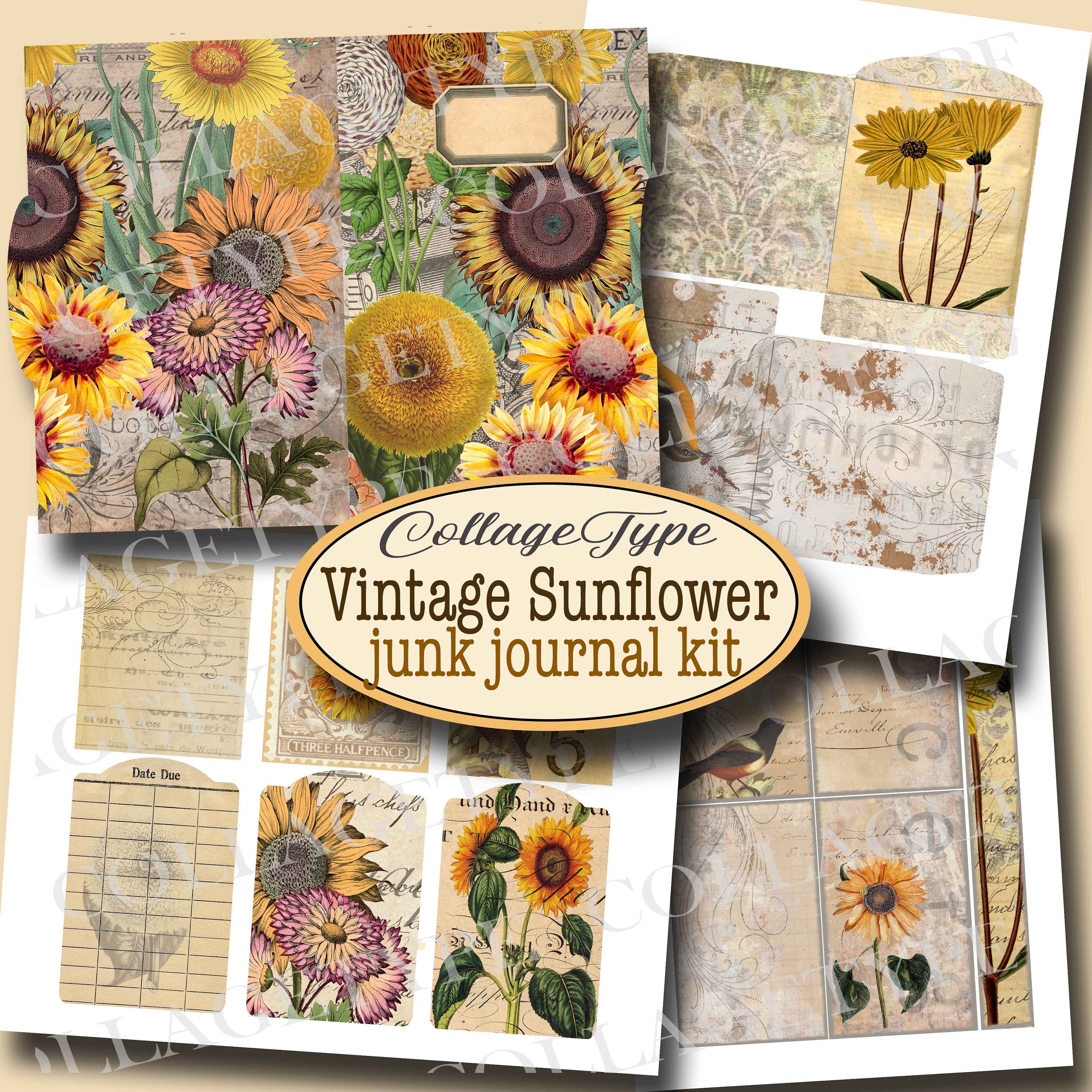 Digital Junk Journal Kit Ephemera Yellow Sunflowers 22 - Etsy