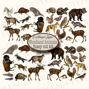 fussy cut animals, junk journal, labels, brown, ephemera, paper, digital